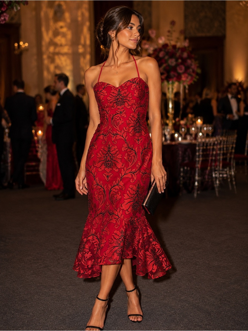 Siena size 4 evening cocktail lace dress in Red